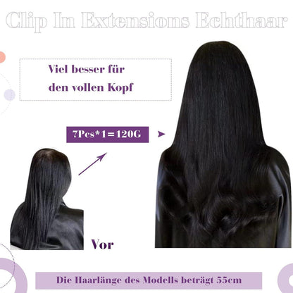 Clip-in Haarverlängerung Echthaar Braun Balayage 35cm