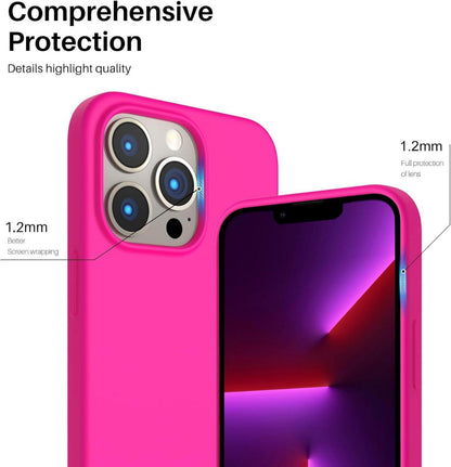 ORNARTO iPhone 13 Pro Silikon Case Hülle 6,1 Zoll Flüssig Silikon Voller Schutz Hot Pink Rot
