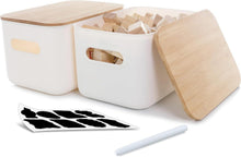 Aufbewahrungsbox Bambus Deckel Kunststoff Griffen 6.5L 2er Set