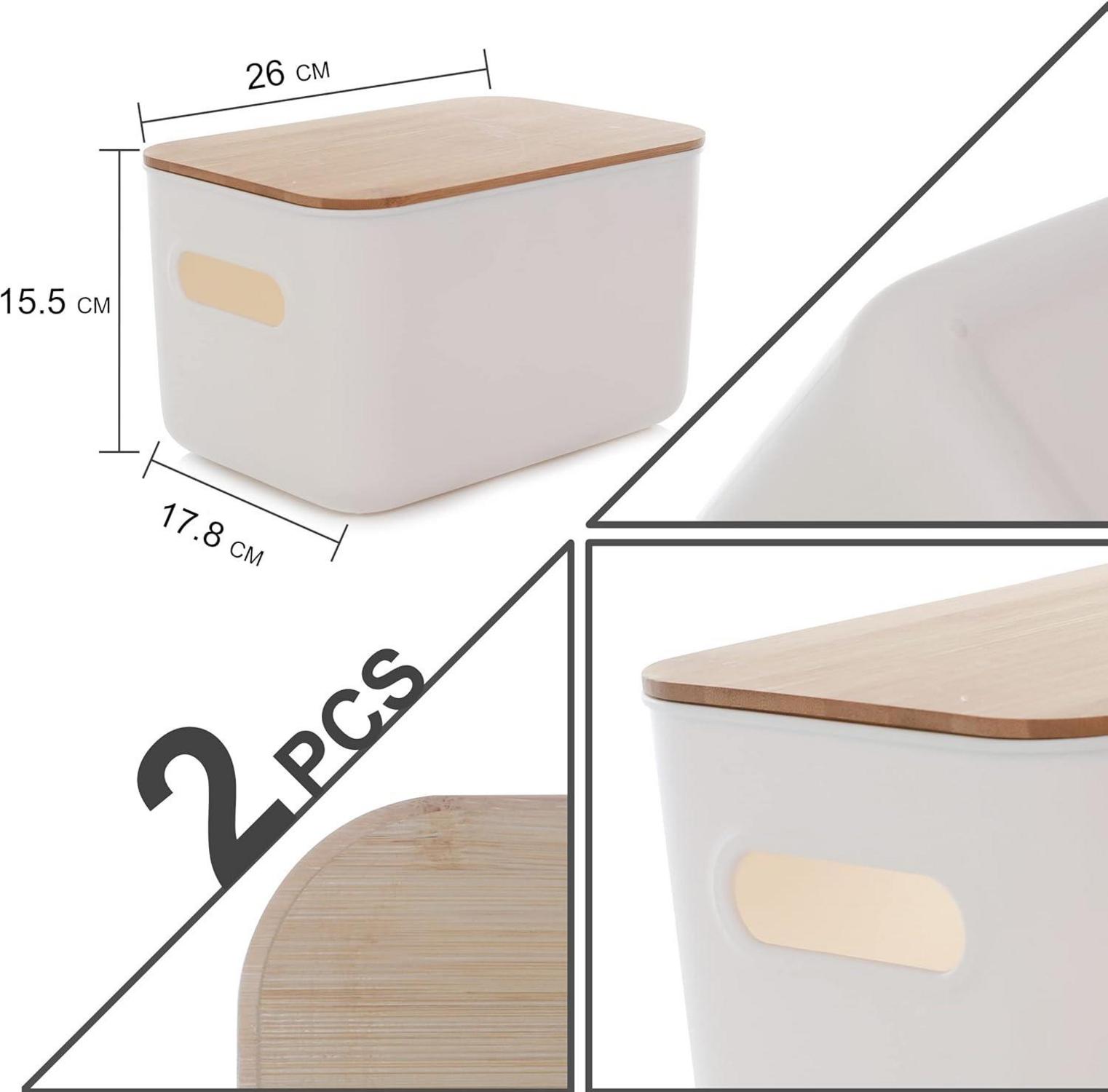 Kerhouze Aufbewahrungsbox Bambus Deckel Kunststoff 2er Set