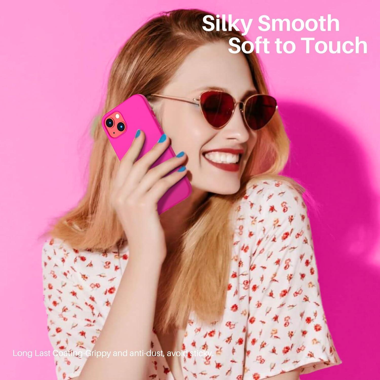 Silikon Case für iPhone 13 6,1 Flüssig Silikon Hülle Hot Pink