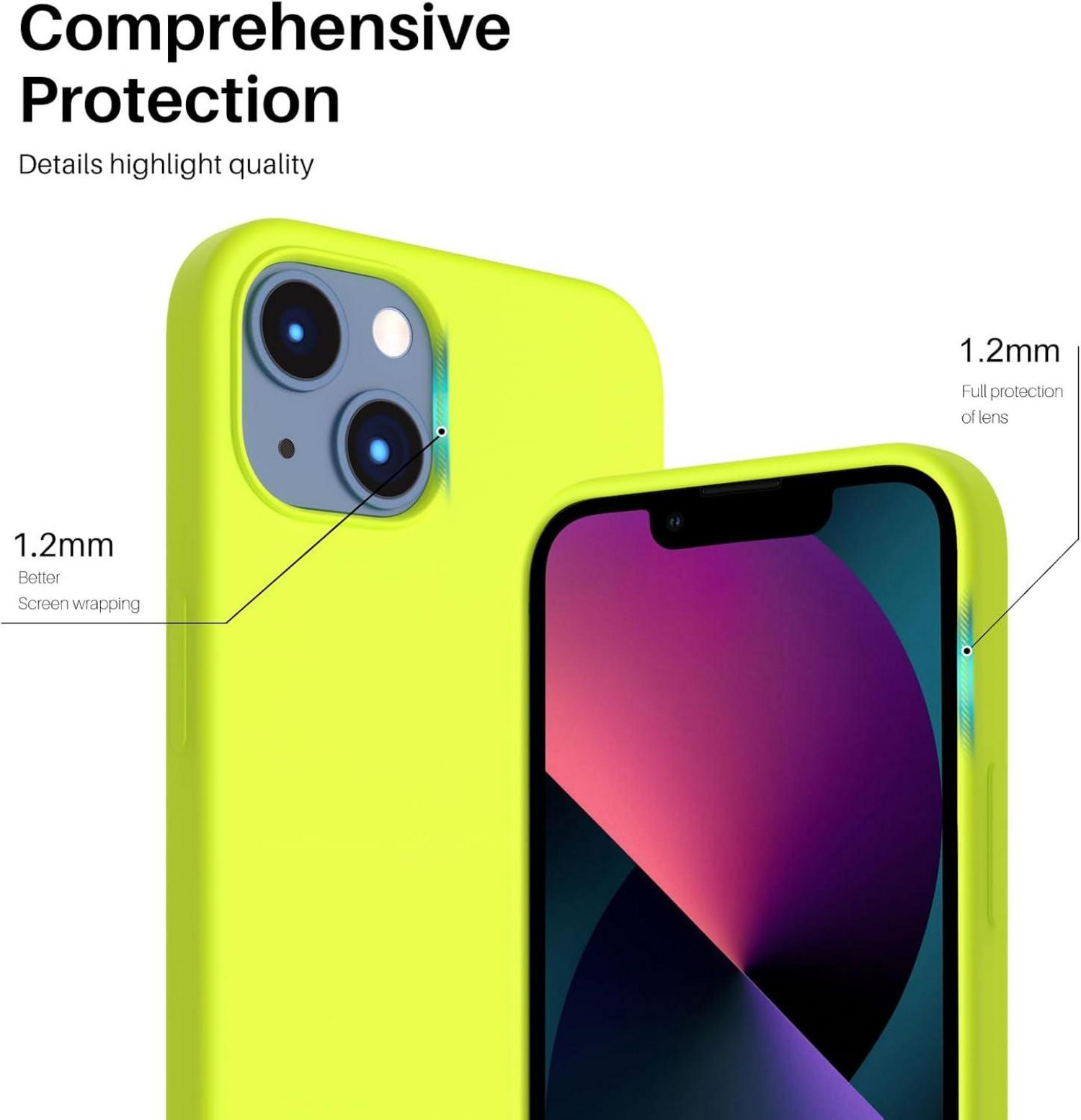 ORNARTO iPhone 13 6,1 Silikon Case Schutzhülle Ultra Dünn Fluoreszierend Gelb