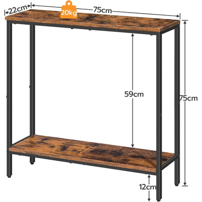 HOOBRO Schmaler Konsolentisch mit Ablage 75x22x75 cm