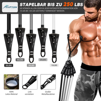 Fitnessbänder Set 150lbs 200lbs 250lbs Resistance Bands 5