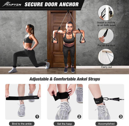 Fitnessbänder Set Resistance Bands 5 Stärken mit Griffen & Türanker