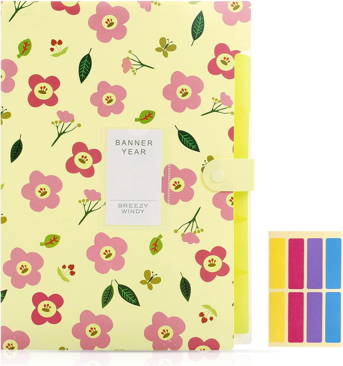 Dokumentenmappe A4 Fächermappe Floral Bedruckt Akkordeon Gelb