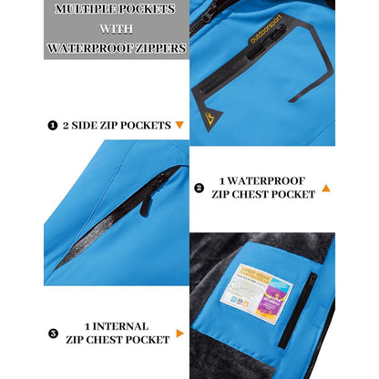 Damen Winterjacke mit Fleece – Wasserdicht & Winddicht – Blau/Schwarz