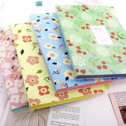 Dokumentenmappe A4 Fächermappe 5 Fächer PP floral bedruckt blau