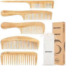 Haarkamm-Set Bambus Styling Fein Breit Antistatisch