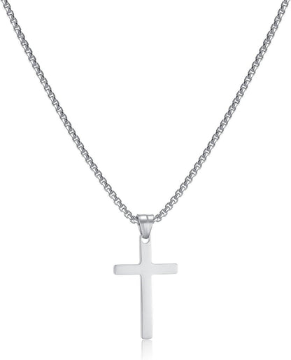 Kreuzkette Edelstahl Anhänger Christentum Schmuck Männer 55cm