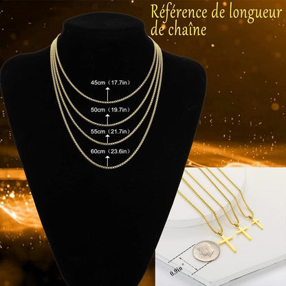 AFSTALR Herren Kreuzkette Gold/Silber 18/20/22/24 Zoll inkl. Geschenkbox