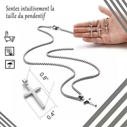 AFSTALR Herren Kreuzkette Edelstahl Anhänger Christentum Schmuck 18/20/22/24 Zoll