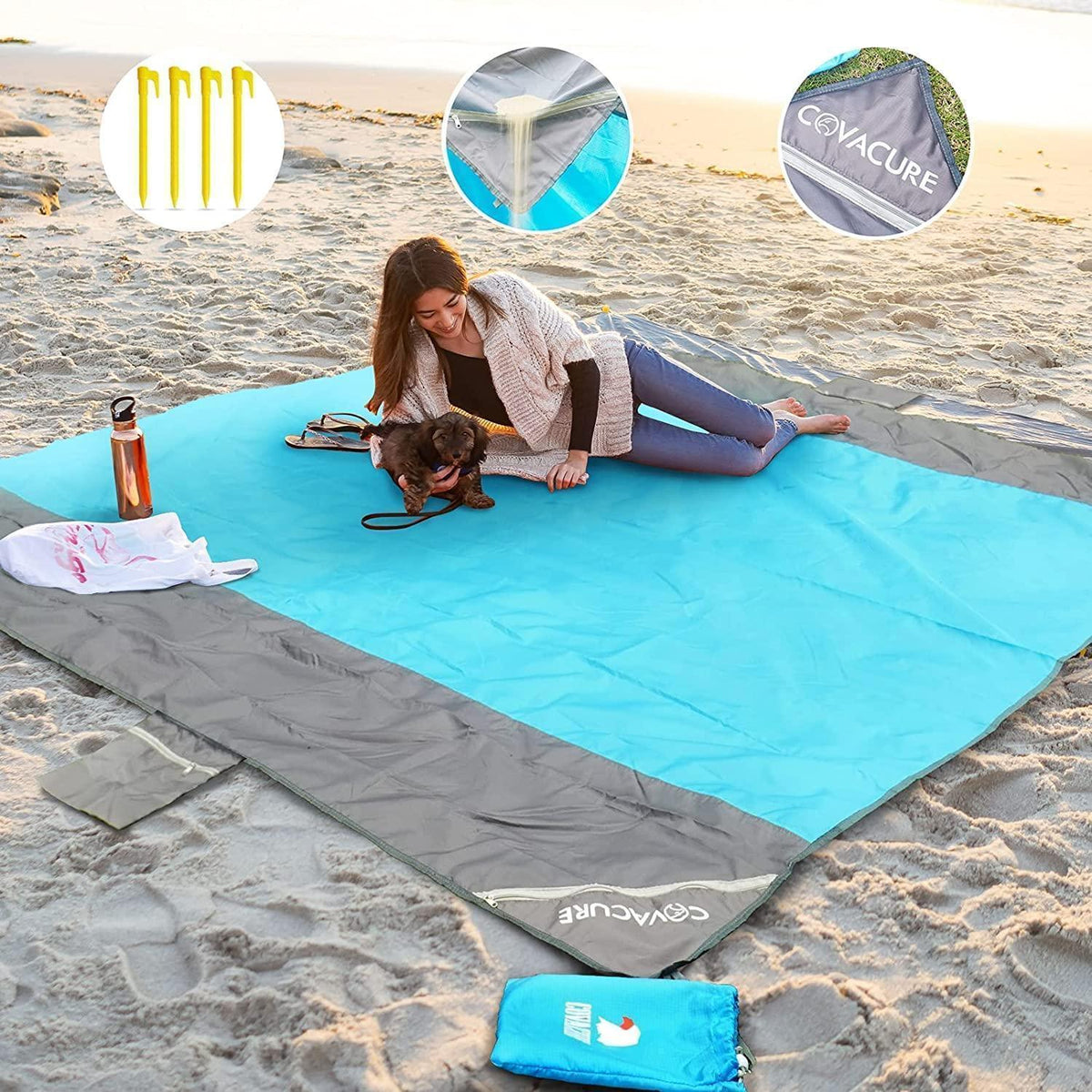 Wasserdichte Picknickdecke 210x200cm – Strandmatte für Camping & Outdoor