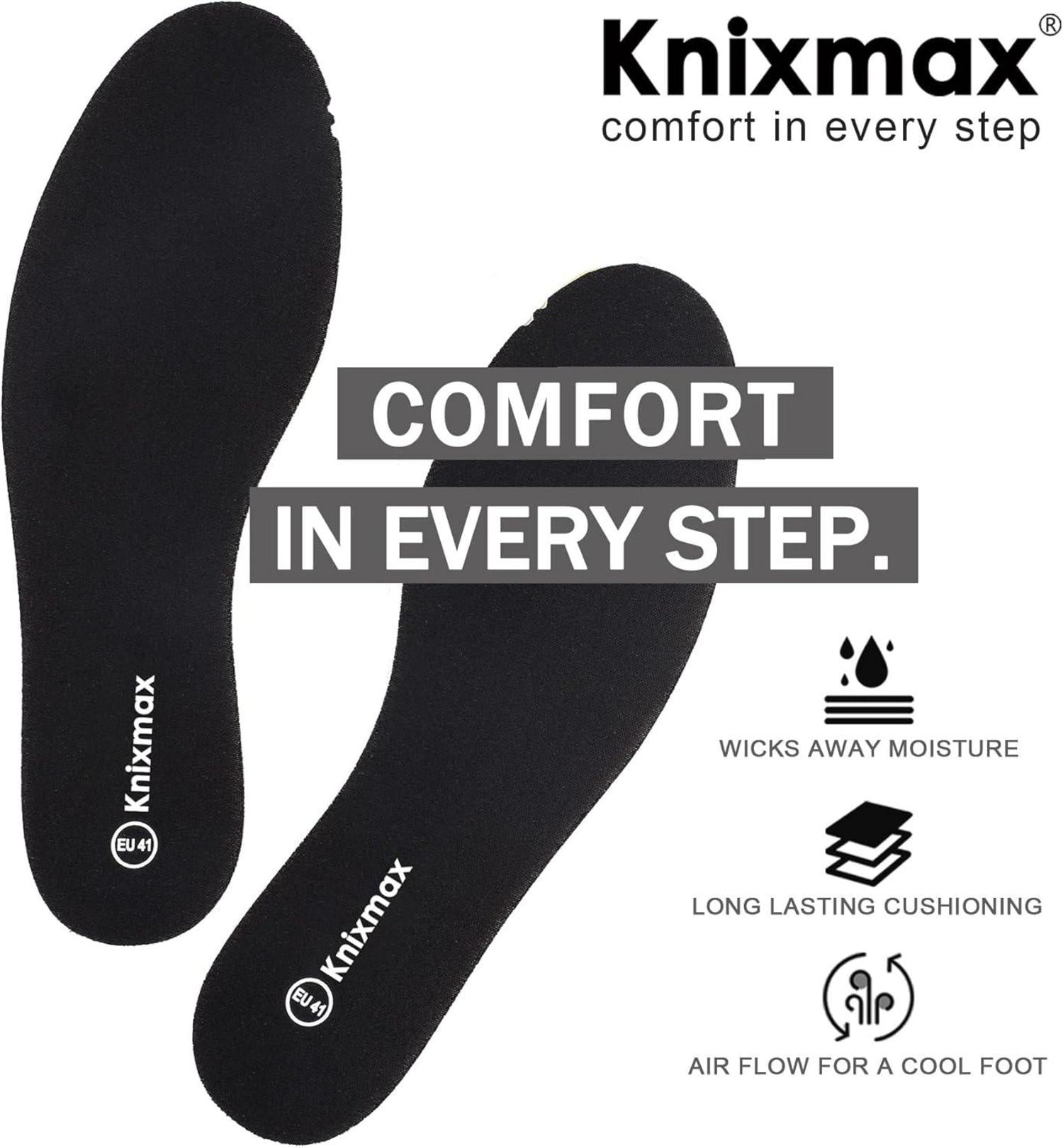 Knixmax Memory Foam Einlegesohlen Schwarz 39 5mm für Sneaker&Winterschuhe
