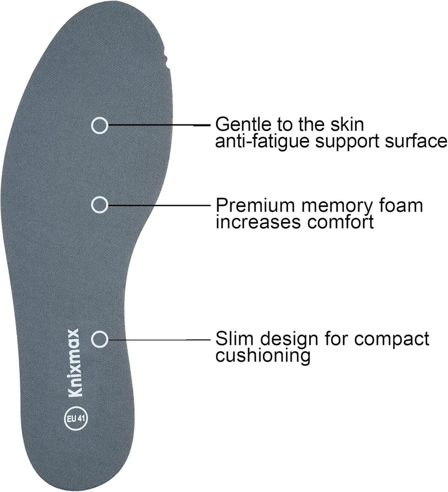Knixmax Memory Schaum Einlegesohlen 5mm Grau Gr.36-47EU