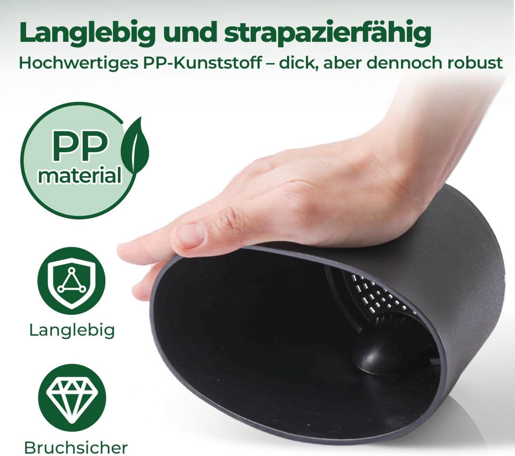 Selbstbewässernder Blumentopf 16,5cm 3er-Set Schwarz Untersetzer