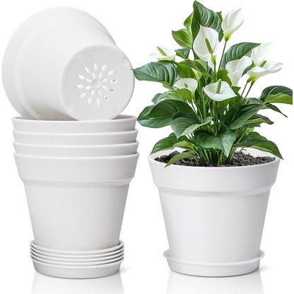 T4U 12,5cm Kunststoff Blumentopf 6er-Set mit Untersetzer