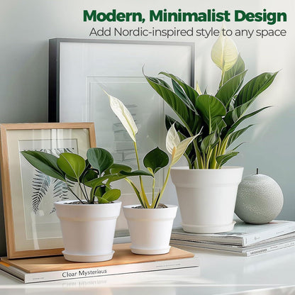 T4U 12,5cm Kunststoff Blumentopf 6er-Set mit Untersetzer