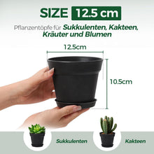 T4U 12,5cm Kunststoff Blumentopf 6er-Set mit Untersetzer und