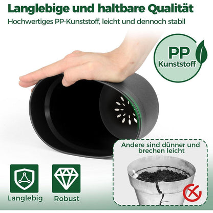 T4U 12,5cm Kunststoff Blumentopf 6er-Set mit Untersetzer und