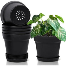 T4U 16cm Kunststoff Blumentopf mit Untersetzer, 6er-Set