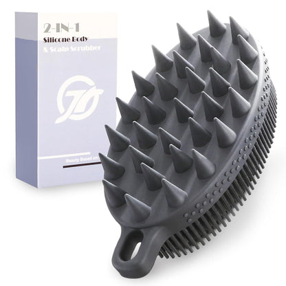 2-in-1 Silikon Körperbürste für Haut und Haarreinigung, Schwarz