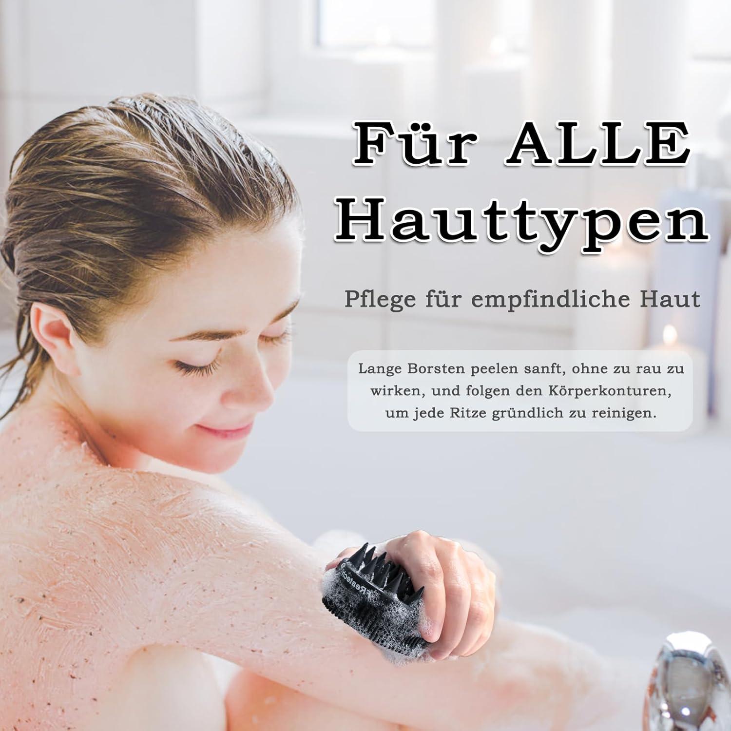 FRRETECH 2-in-1 Silikon Körperbürste Peeling Massage Schwarz