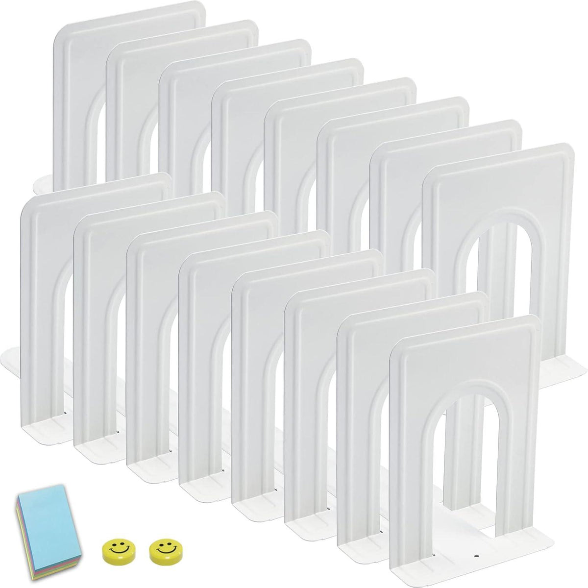 Buchstütze Metall Bücherstütze Buchständer 8 Paare Weiß 17 x 12 x 15