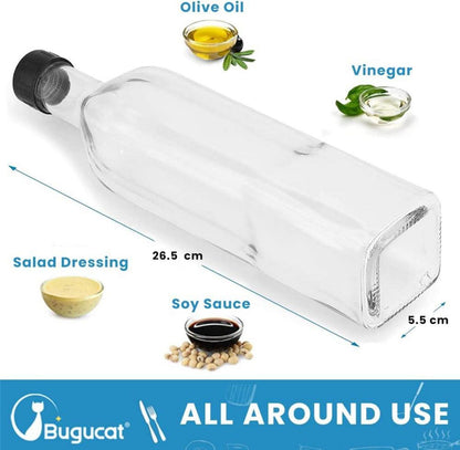 Bugucat Öl- und Essigflaschen Set 500ML aus Glas mit Spender