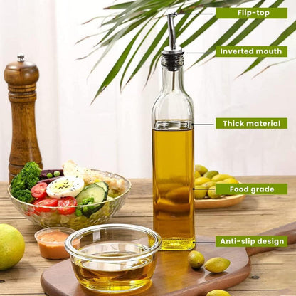 Bugucat 500ML Glas Ölflasche 2er Set mit Spender und Ausgießer