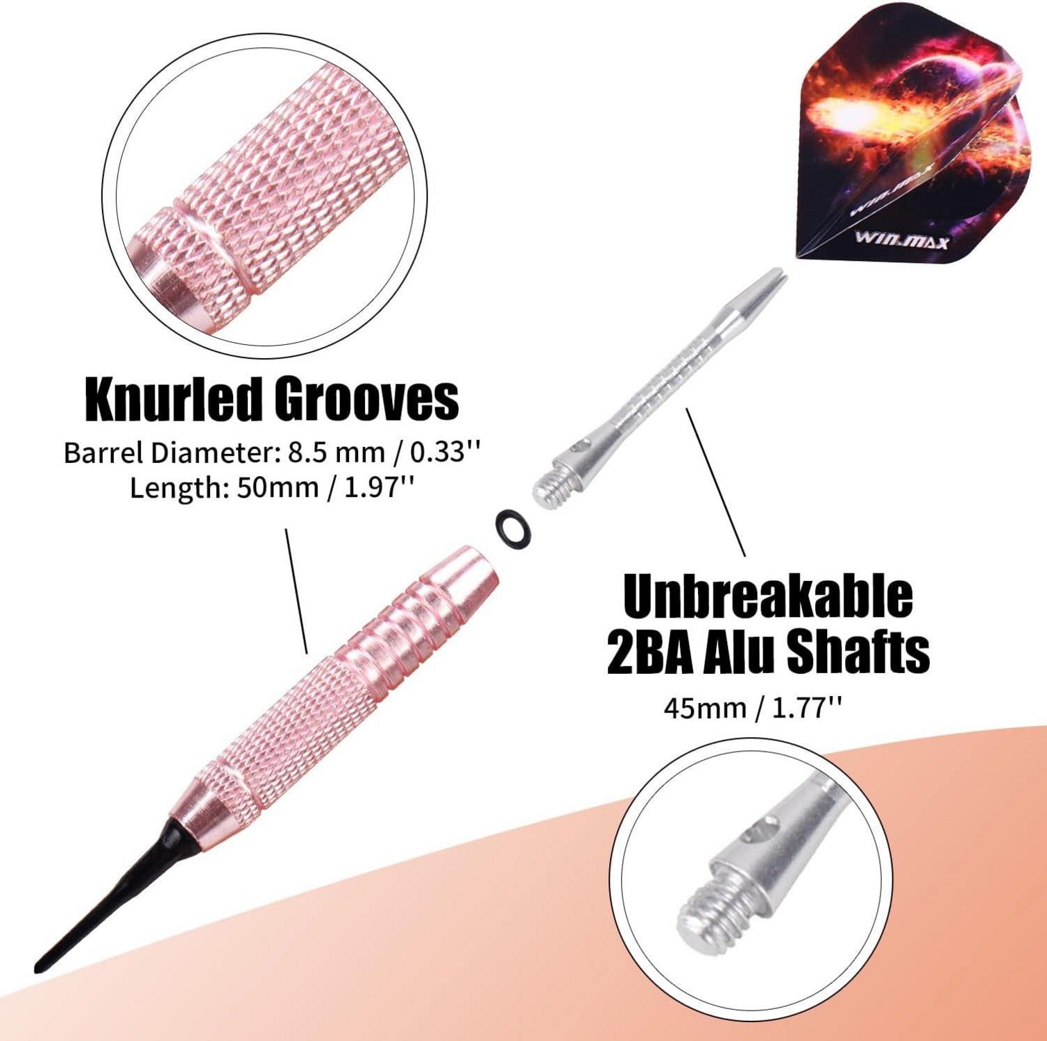WIN.MAX Soft Dartpfeile Set 12 Stück mit Kunststoffspitze 18g