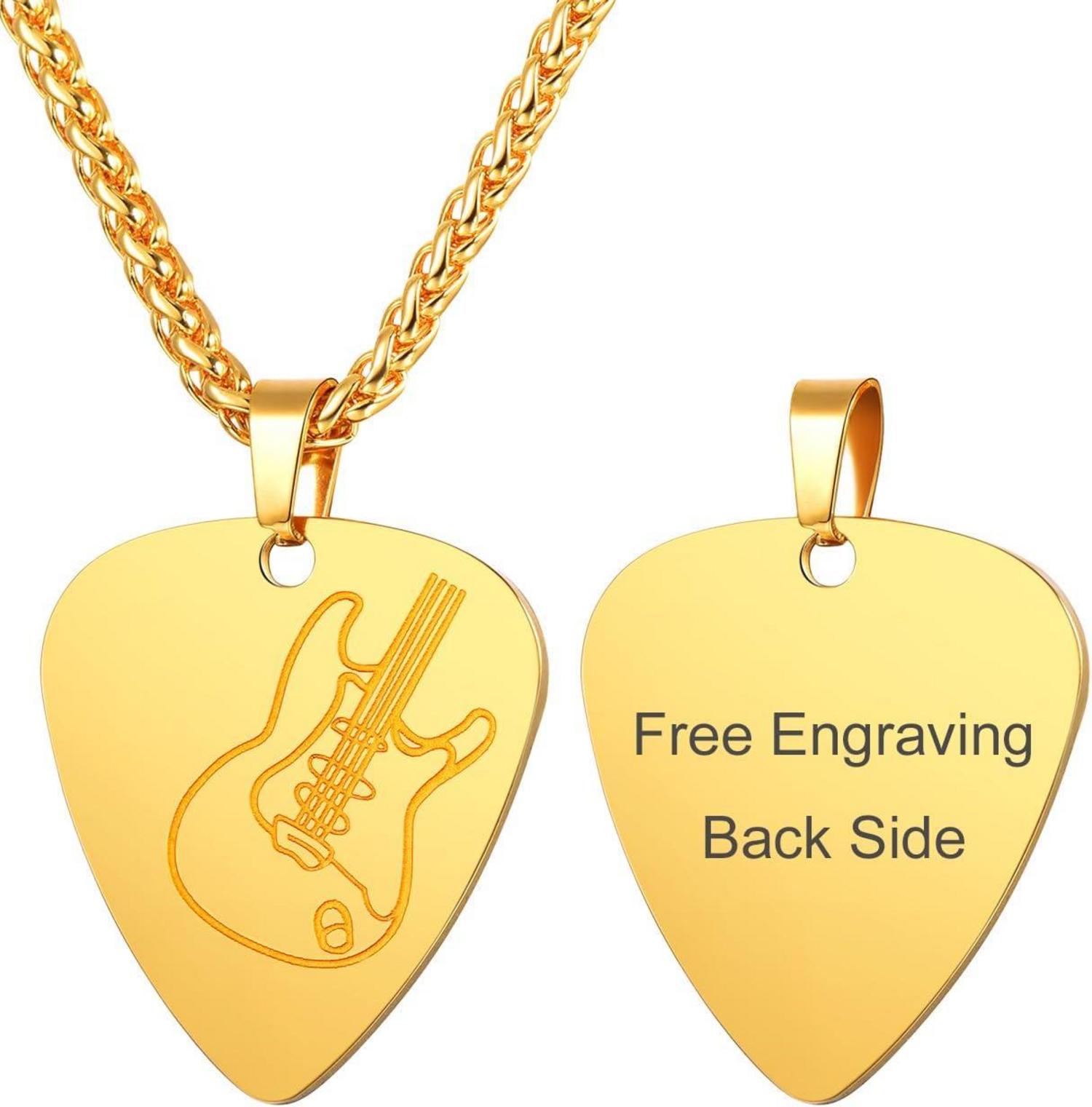 Personalisierter E-Gitarren-Anhänger 316L Edelstahl Hip Hop