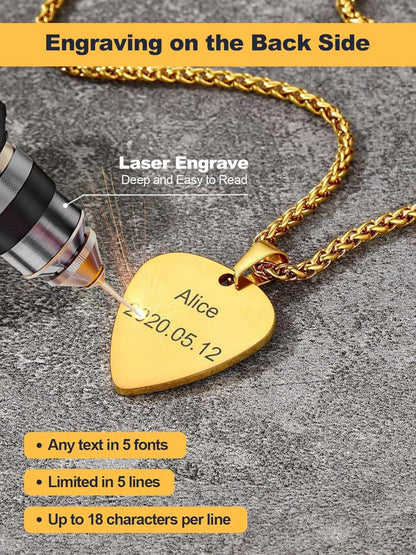 U7 E-Gitarre Bass Anhänger 316L Edelstahl Kettenanhänger 01-Gold, Musik Hip Hop Modeschmuck