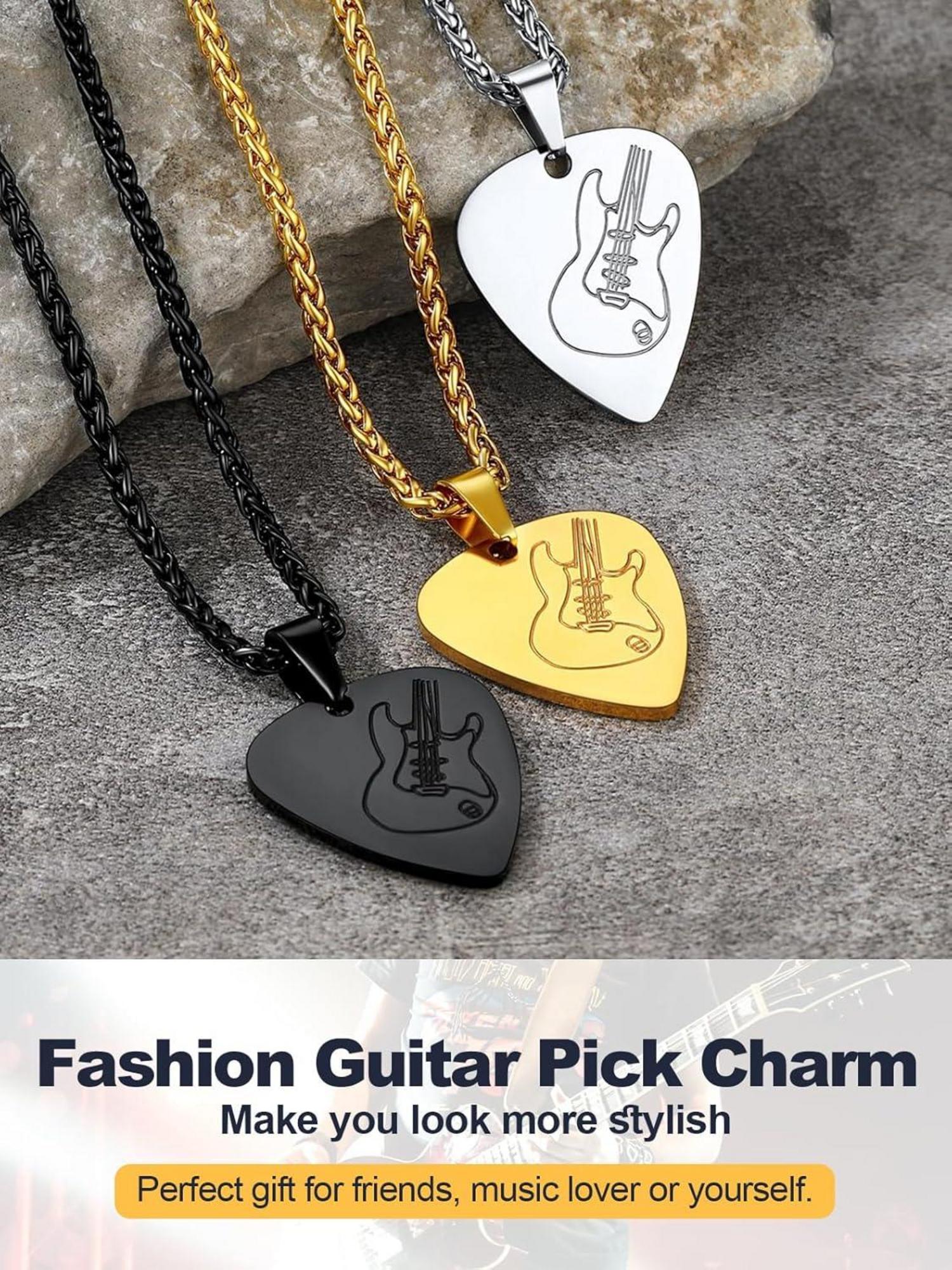 Personalisierte E-Gitarre Bass Anhänger Halskette Edelstahl Musik Hip Hop