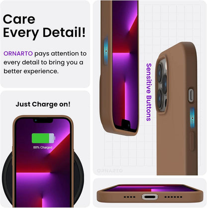 ORNARTO iPhone 13 Pro Max 6,7 Silikon Case Flüssig Silikon Schutz Braun