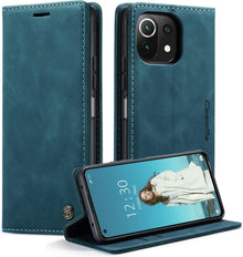 Caseme Xiaomi 11 Lite 5G NE/ Mi 11 Lite 4G/5G Leder Hülle Blaugrün
