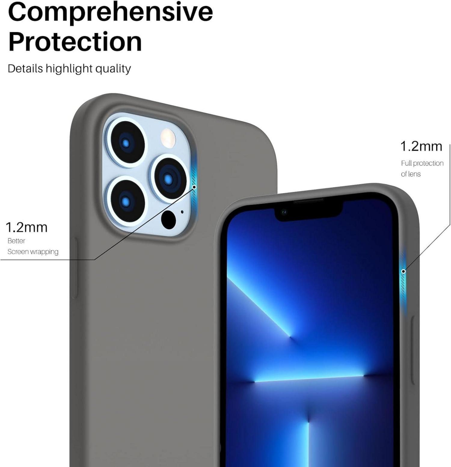 ORNARTO iPhone 13 Pro Max Silikon Case Ultra Dünn Schutz 6,7 Zoll Kaltes Grau