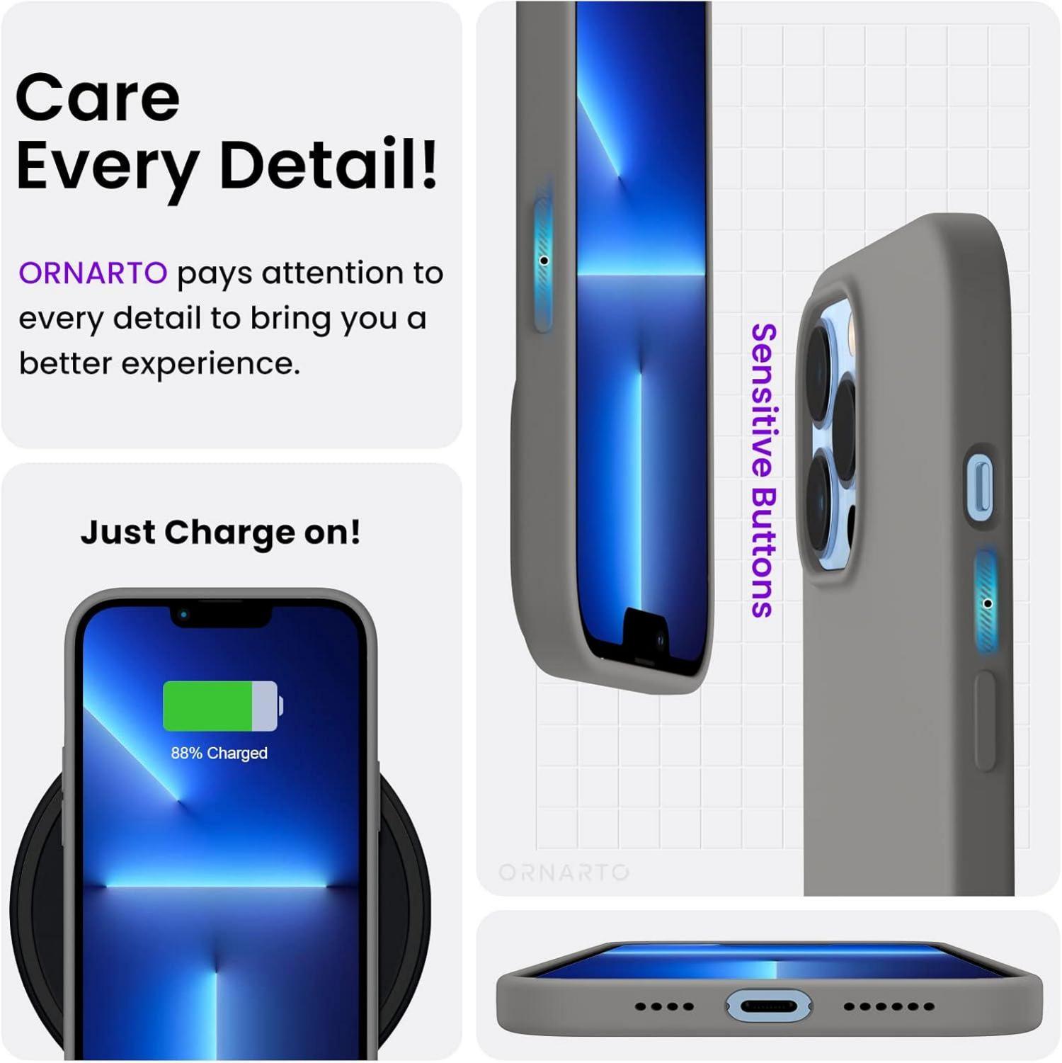 Silikon Case Hülle für iPhone 13 Pro Max 6,7 Zoll Kaltes Grau Flüssig