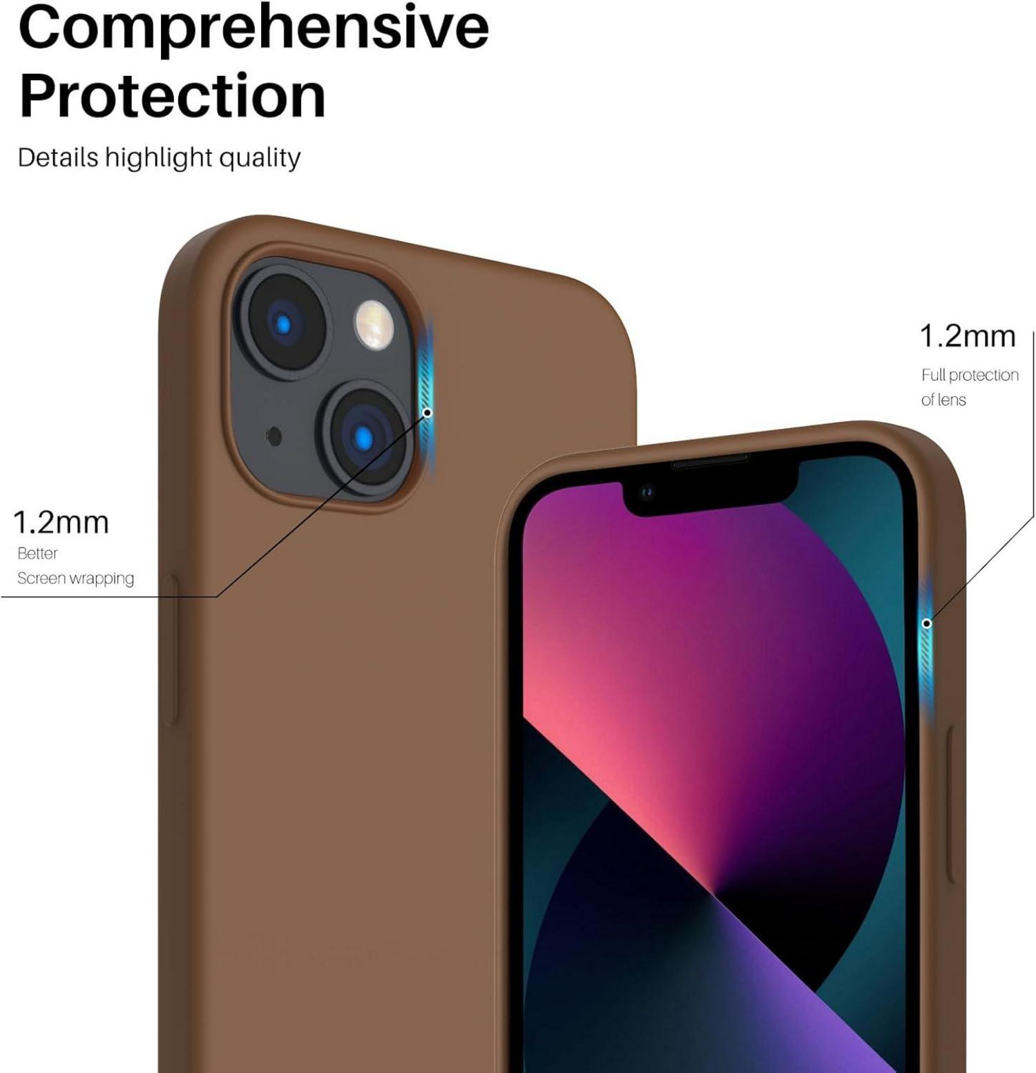 ORNARTO iPhone 13 Mini 5,4 Silikon Case Braun Ultra Dünn Schutz