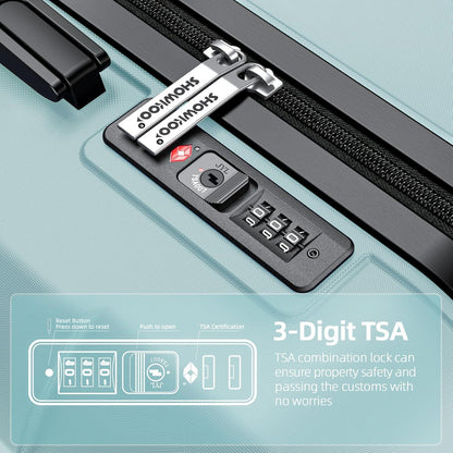 SHOWKOO Kofferset 3tlg Hartschale Leicht ABS+PC Mintgrün ABS Trolley TSA Lock