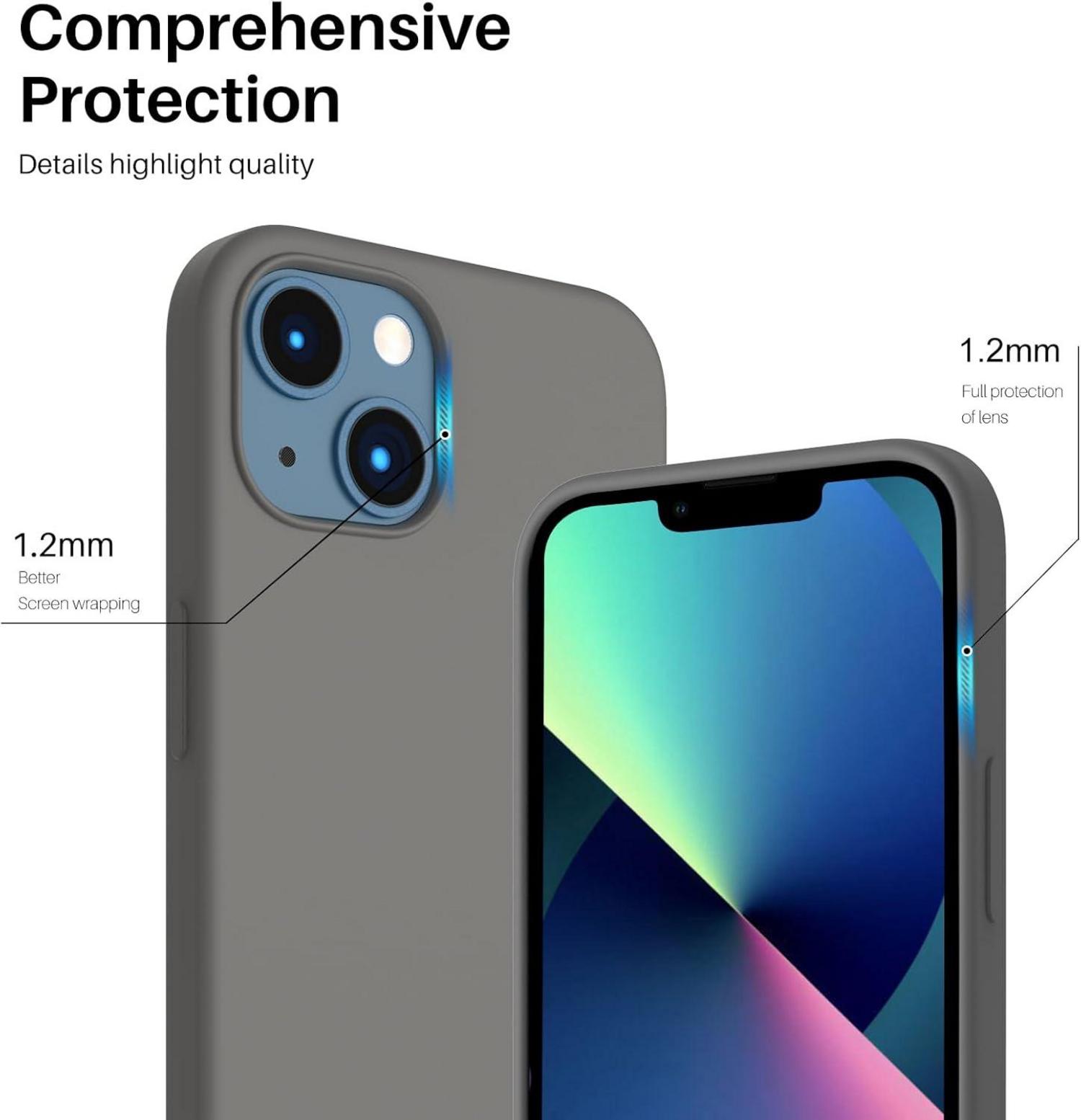 ORNARTO iPhone 13 Mini 5,4 Silikon Case Flüssig Silikon Handyhülle Kaltes Grau