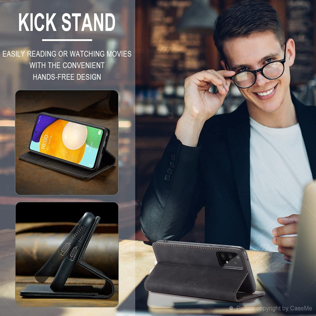 Samsung Galaxy A53 5G CaseMe Handyhülle Leder Flip Cover Schwarz