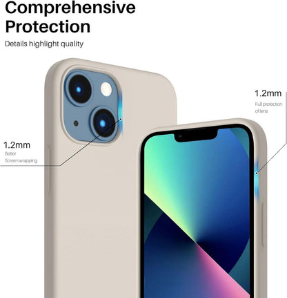 ORNARTO iPhone 13 Mini 5,4 Silikon Case Schutz Hülle Voller Schutz Flüssig Silikon Grau