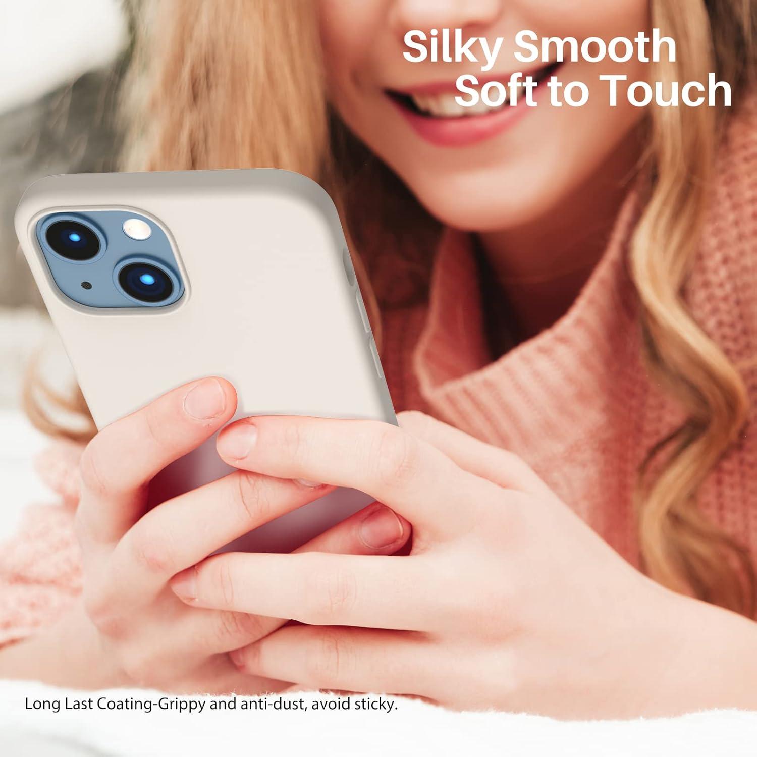 iPhone 13 Mini Silikon Case Hülle Flüssig Silikon Schutz Steingrau