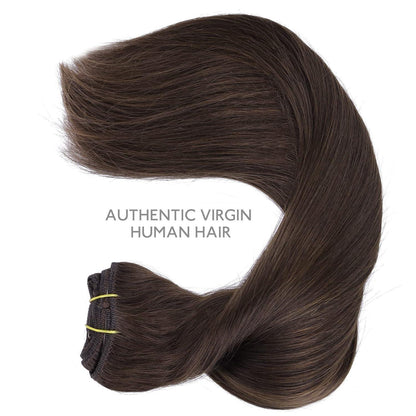 Echthaar Clip-Ins Dunkelbraun 35cm - 120g