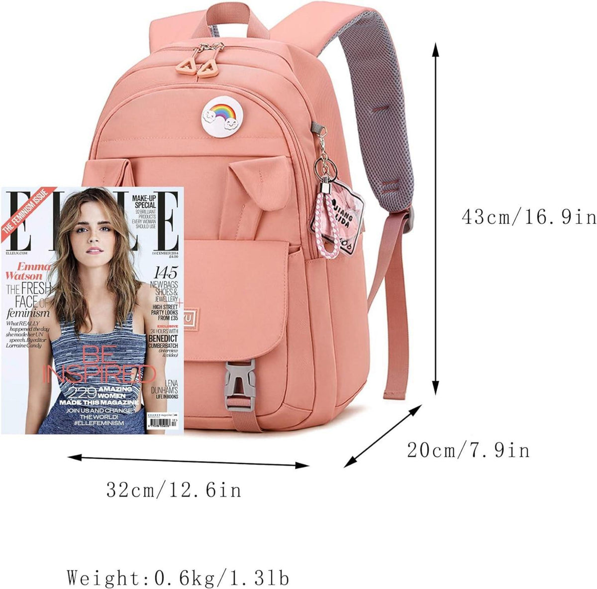 Modischer Rucksack mit Laptopfach 15,6 Zoll - Rosa