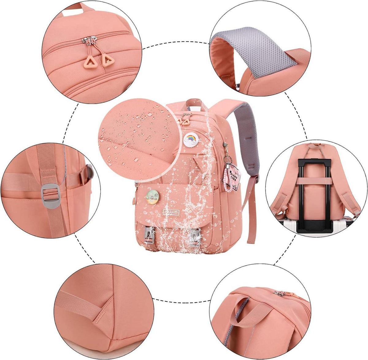 Makukke Damen Schulrucksack Mädchen Uni Schultasche 15,6 Zoll Laptop Backpack