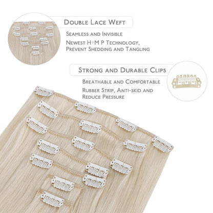 Echthaar Clip-Ins Platinblond (45cm, 120g)