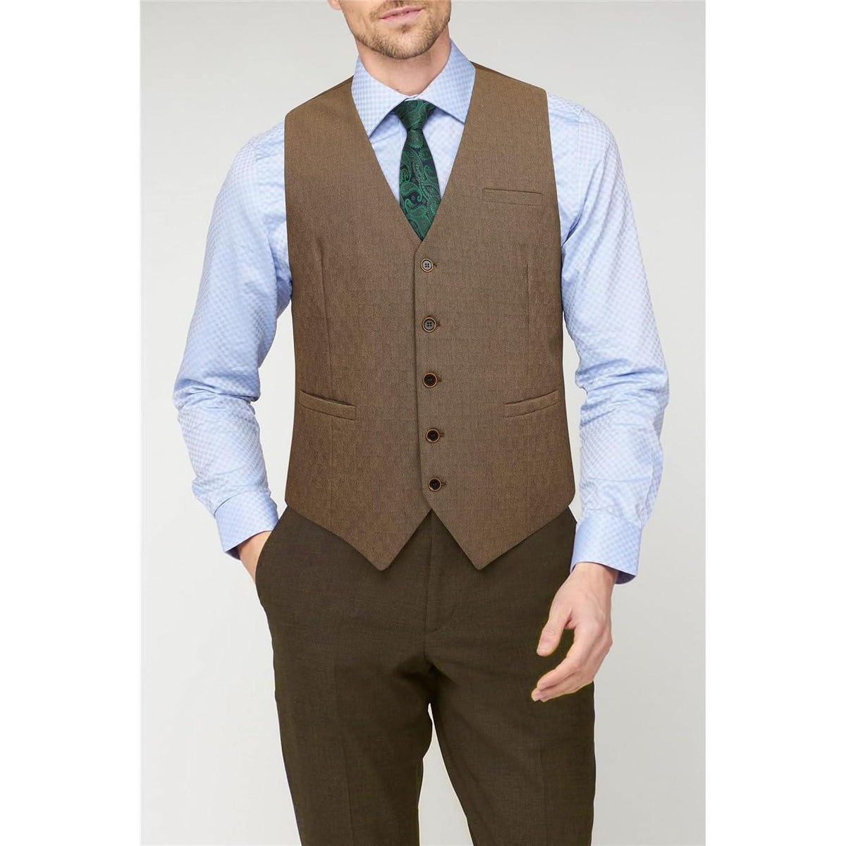 Herren Anzugweste Baumwolle V-Ausschnitt Elegant Retro Braun XS-4XL