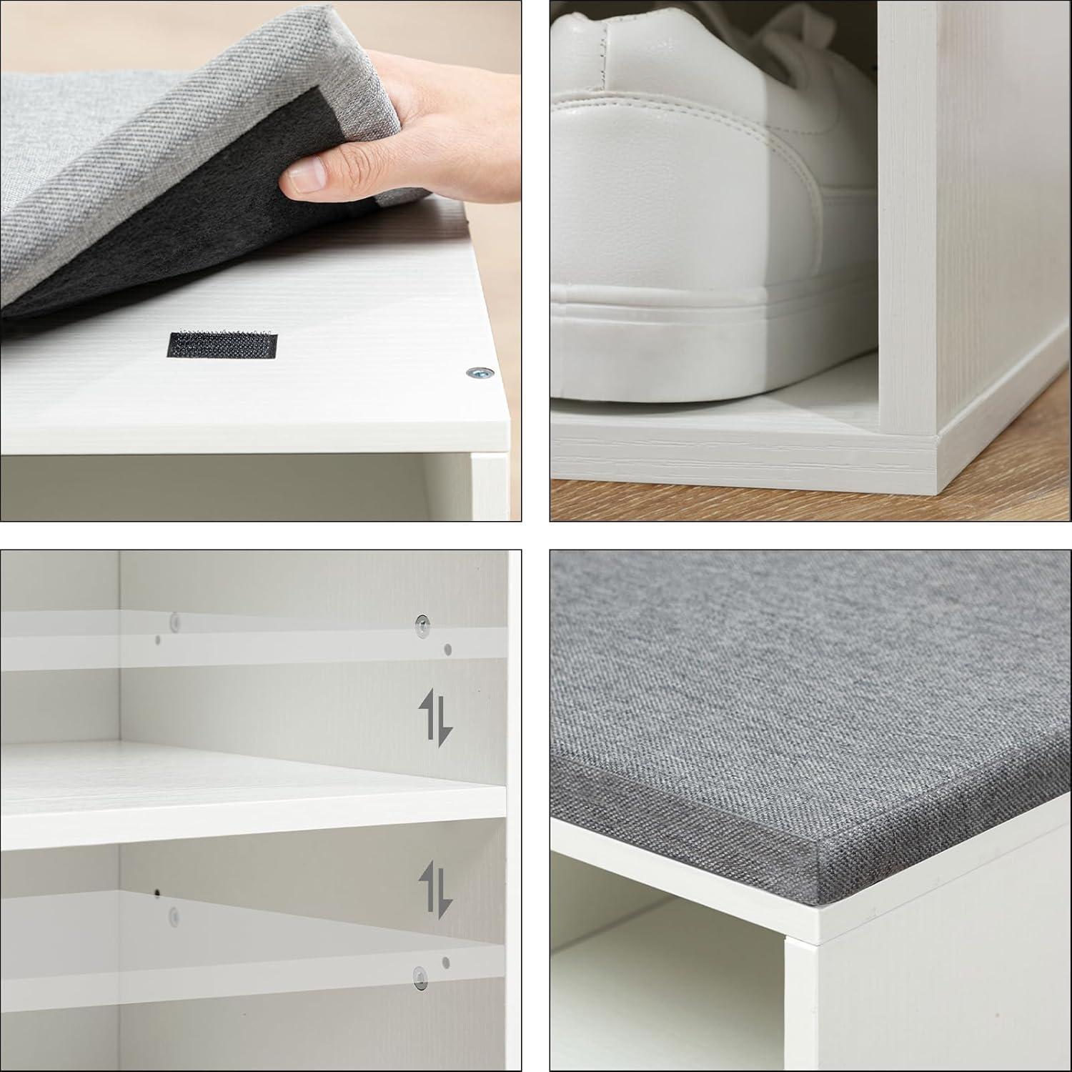 HOOBRO Schuhbank Garderobe Set mit 10 Fächern Sitzbank Haken Schuhschrank